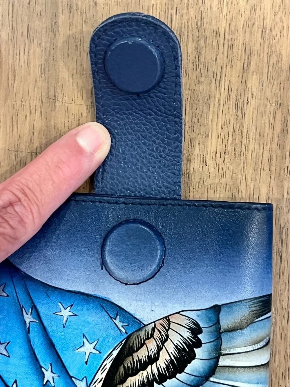 Anuschka Blue Red White Eagle Eyeglass Case